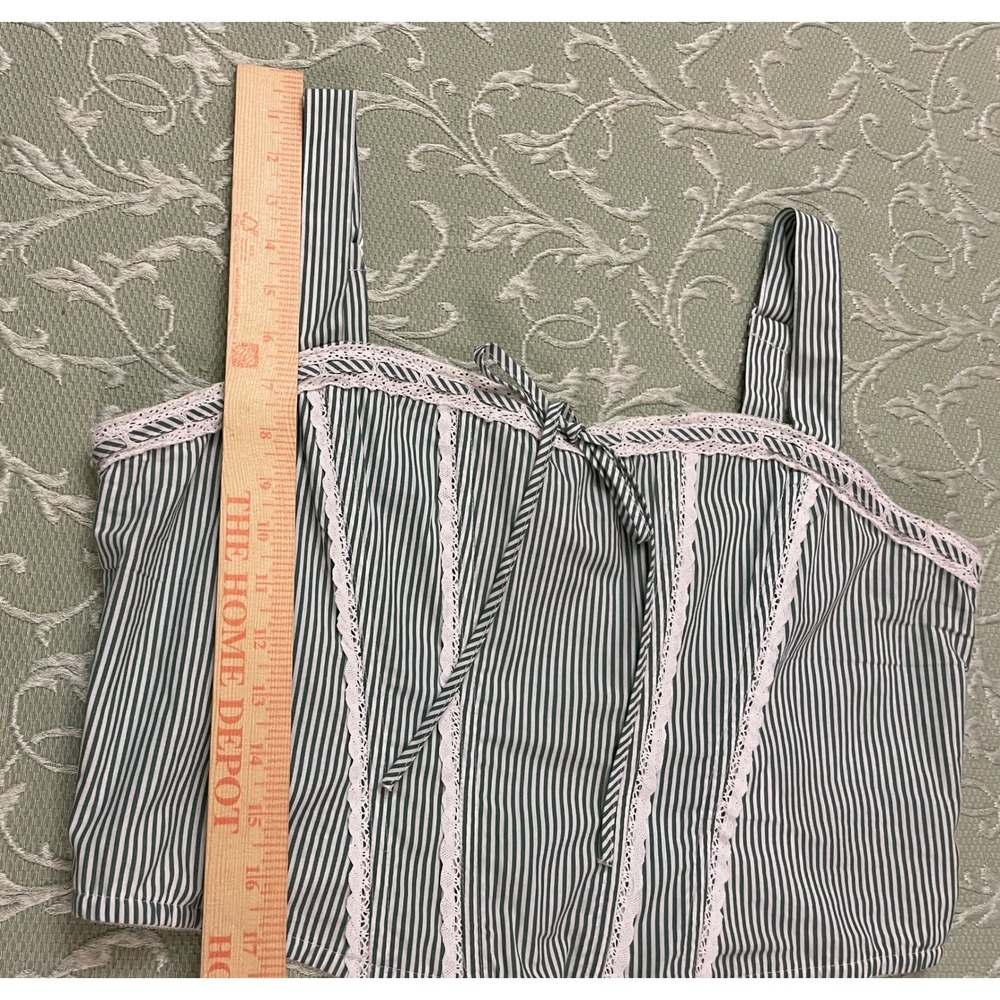 Watermelon Sugar Dana Tank Corset XL Cotton Crochet Trim Peppermint Stripe‎ NWT - Picture 16 of 16